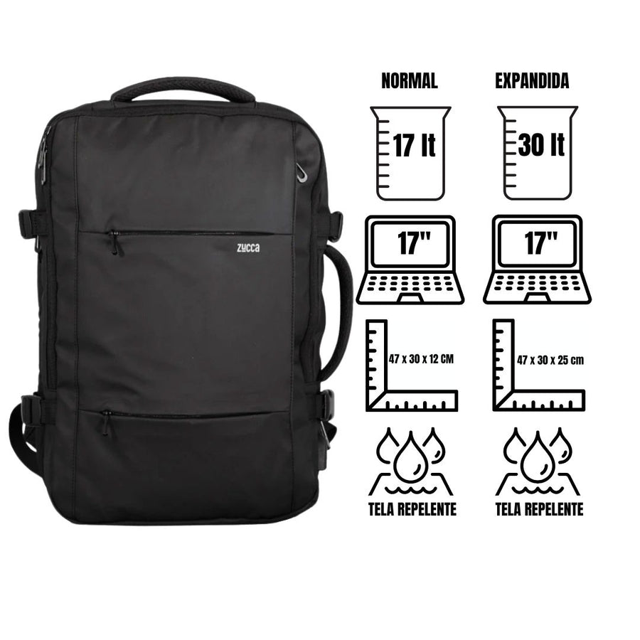 Mochila negra avion